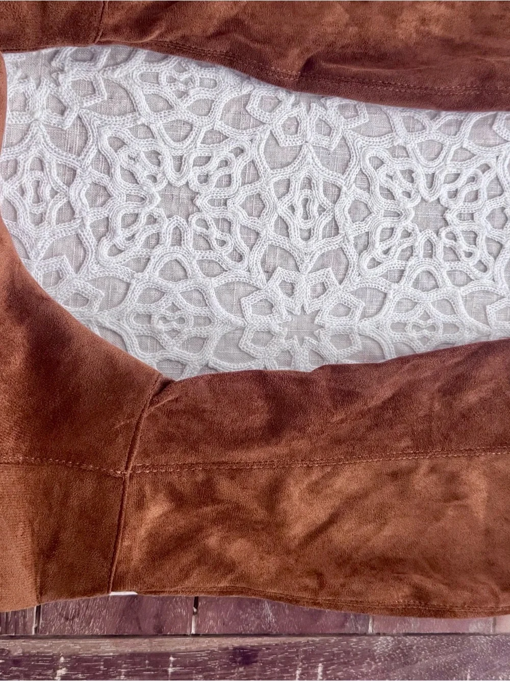 Chase + Chloe Cognac Faux Suede Knee High Pointed Toe Block Heel Boots 8.5